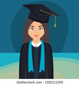 young student graduated girl character