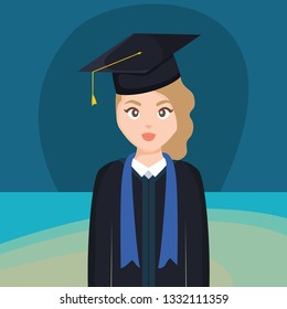 young student graduated girl character
