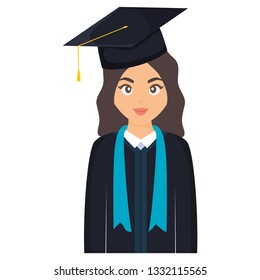 young student graduated girl character