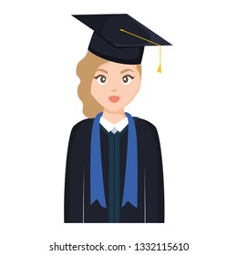 young student graduated girl character