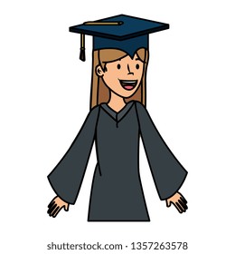 young student graduated girl character