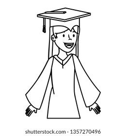 young student graduated girl character