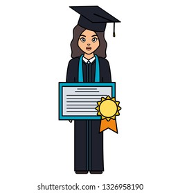 young student graduated girl with diploma
