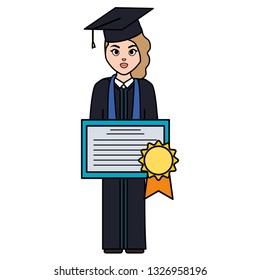 young student graduated girl with diploma