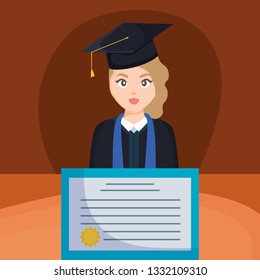 young student graduated girl with diploma