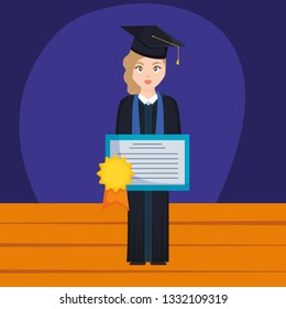 young student graduated girl with diploma