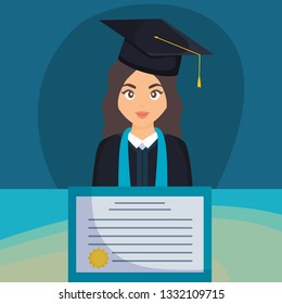 young student graduated girl with diploma