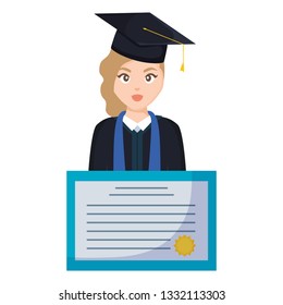 young student graduated girl with diploma