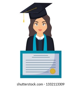 young student graduated girl with diploma