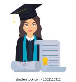 young student graduated girl with diploma
