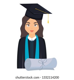 young student graduated girl with diploma