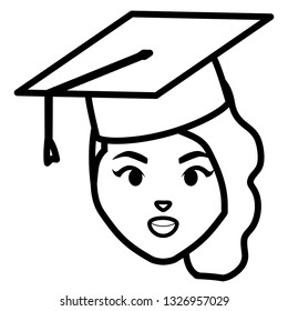 young student graduated girl head character