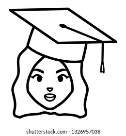 young student graduated girl head character