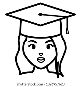 young student graduated girl head character
