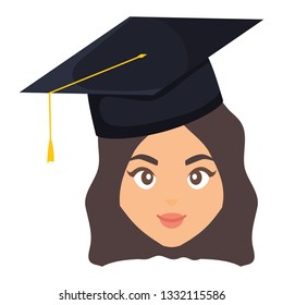 young student graduated girl head character