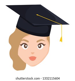 young student graduated girl head character