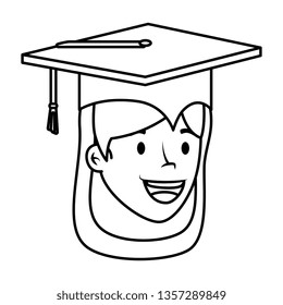 young student graduated girl head character