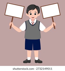 Young Student Holding Empty Board