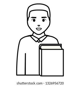 young student man with book
