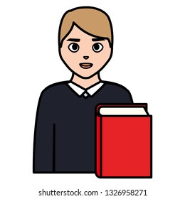 young student man with book