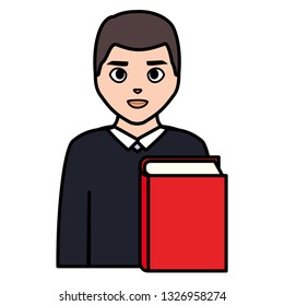 young student man with book