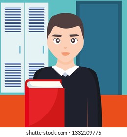 young student man with book