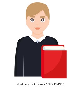 young student man with book