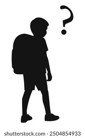 Young student with question mark. Learning disabilities concept. Isolated flat vector illustration.