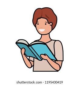 young student reading book