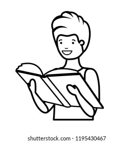 young student reading book