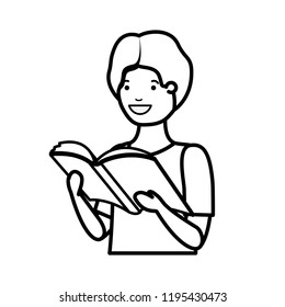 young student reading book