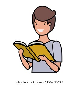 young student reading book
