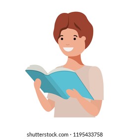 young student reading book