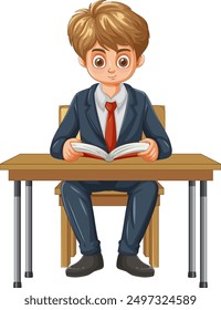 Young student reading a book attentively