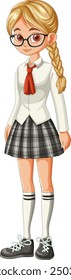 Young student in school uniform and glasses