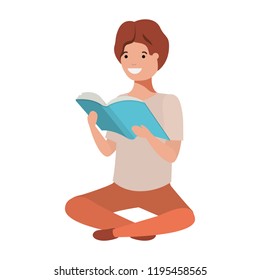 young student sitting reading book