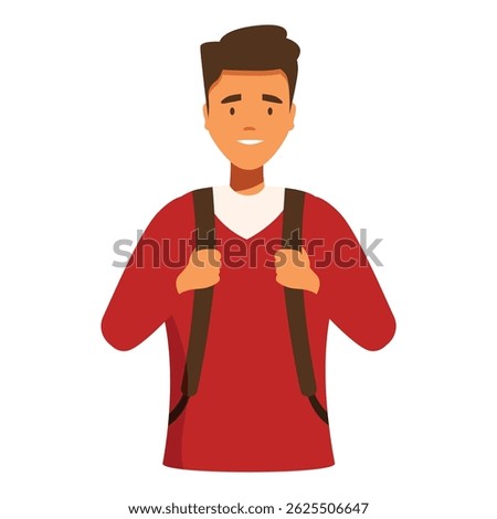 Young student smiling and holding backpack straps