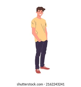 Joven estudiante habla de ilustración vectorial. Redes sociales, diálogo y concepto de conversación. Hombres y mujeres preguntando, respondiendo preguntas