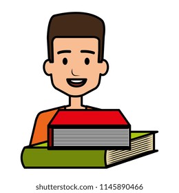 young student with text books school