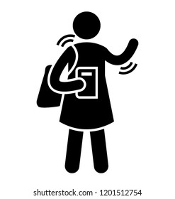 A young student waving her hand for greeting 