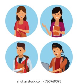 Young students cartoon