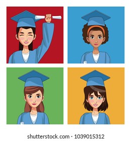 Young students cartoons