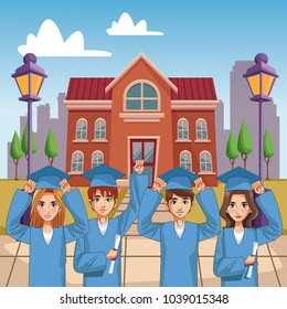 Young students cartoons