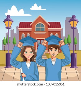Young students cartoons