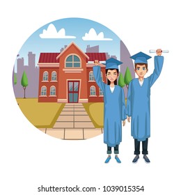 Young students cartoons