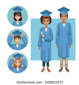 Young students cartoons