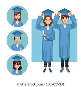 Young students cartoons