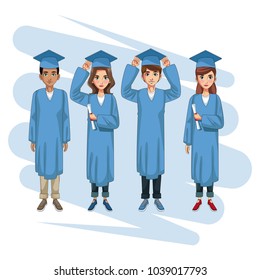 Young students cartoons
