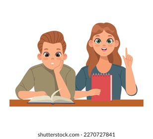 jóvenes estudiantes en pareja que estudian