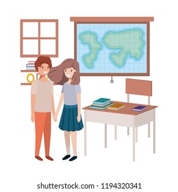 young students in geography classroom